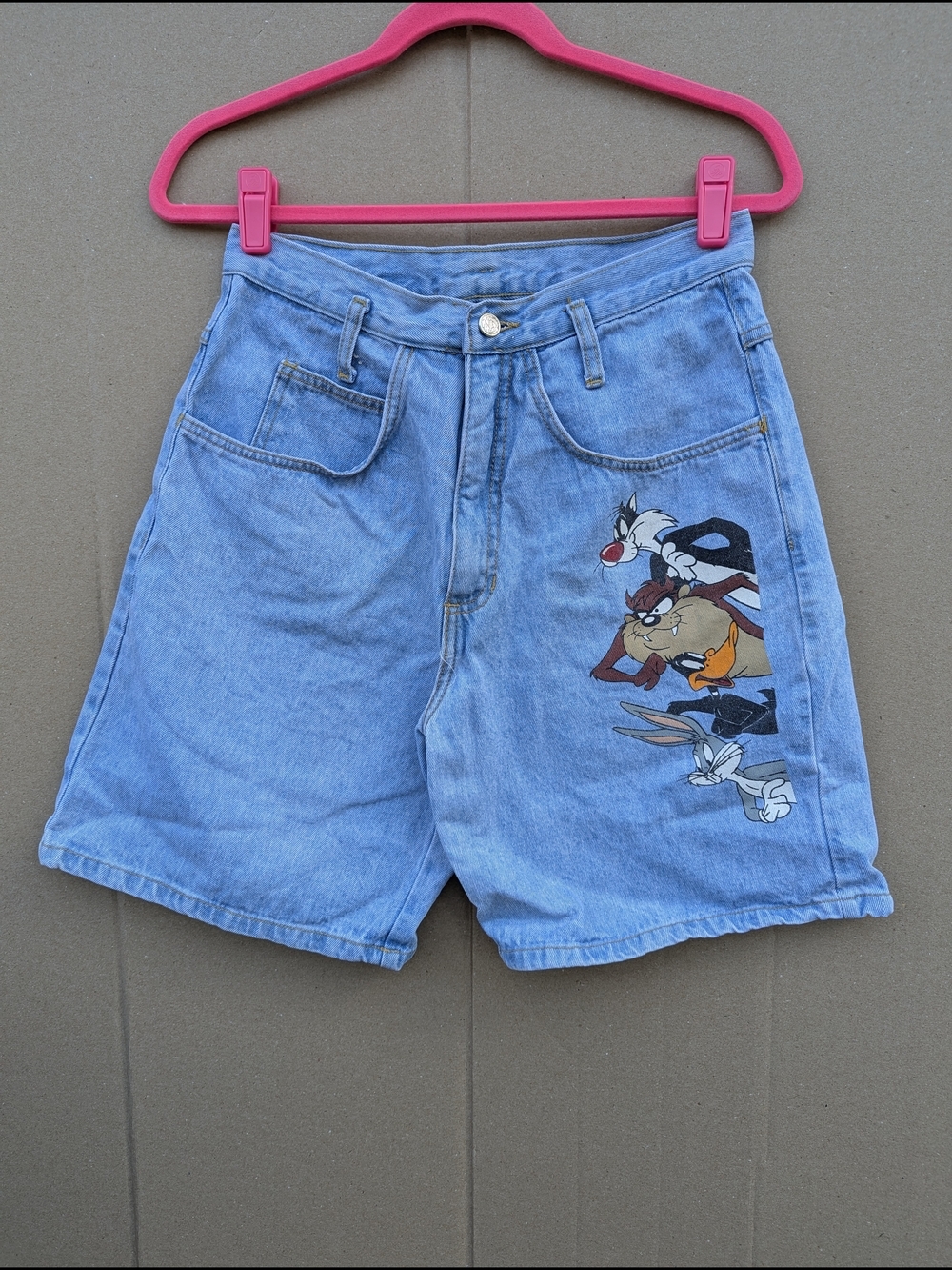 Vtg 90s Looney Tunes Women's Denim Shorts Medium Blue Jeans Jerry Leigh Cartoon
